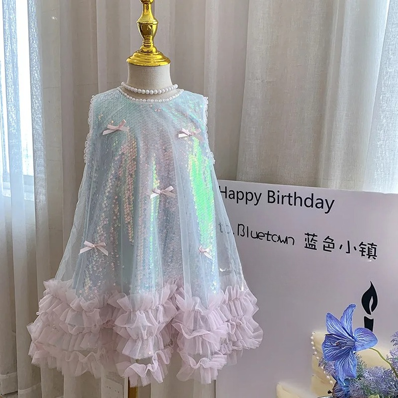 Baby Clothing High End - 高級プリンセスベビーガールドレス2026新作子供服女の子ドレス夏新作子供用蝶々スパンコールベストドレス