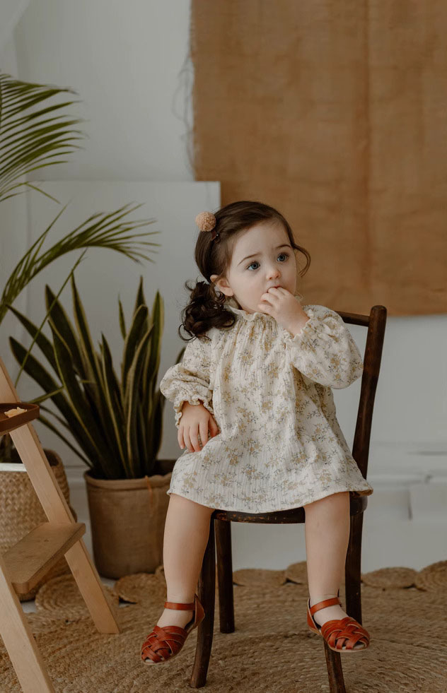 花柄女の赤ちゃんドレス春オーガニックコットン新生児女の子ロン - Baby Clothing Organic のレビューと価格