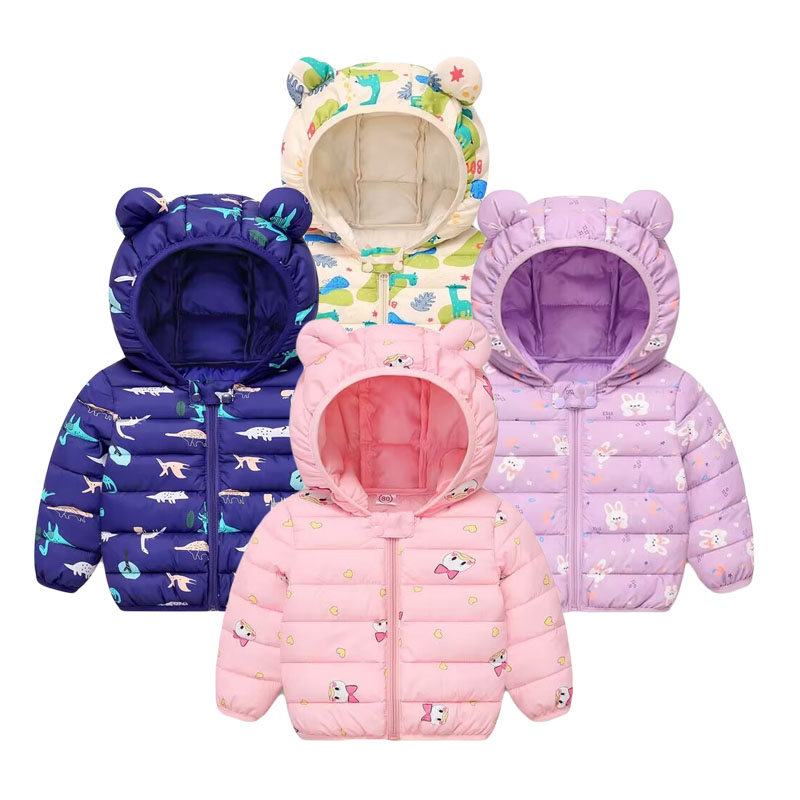 子供の綿のコート赤ちゃん漫画ダウンジャケット男の子フード付き - Baby Clothing Dividers のレビューと価格